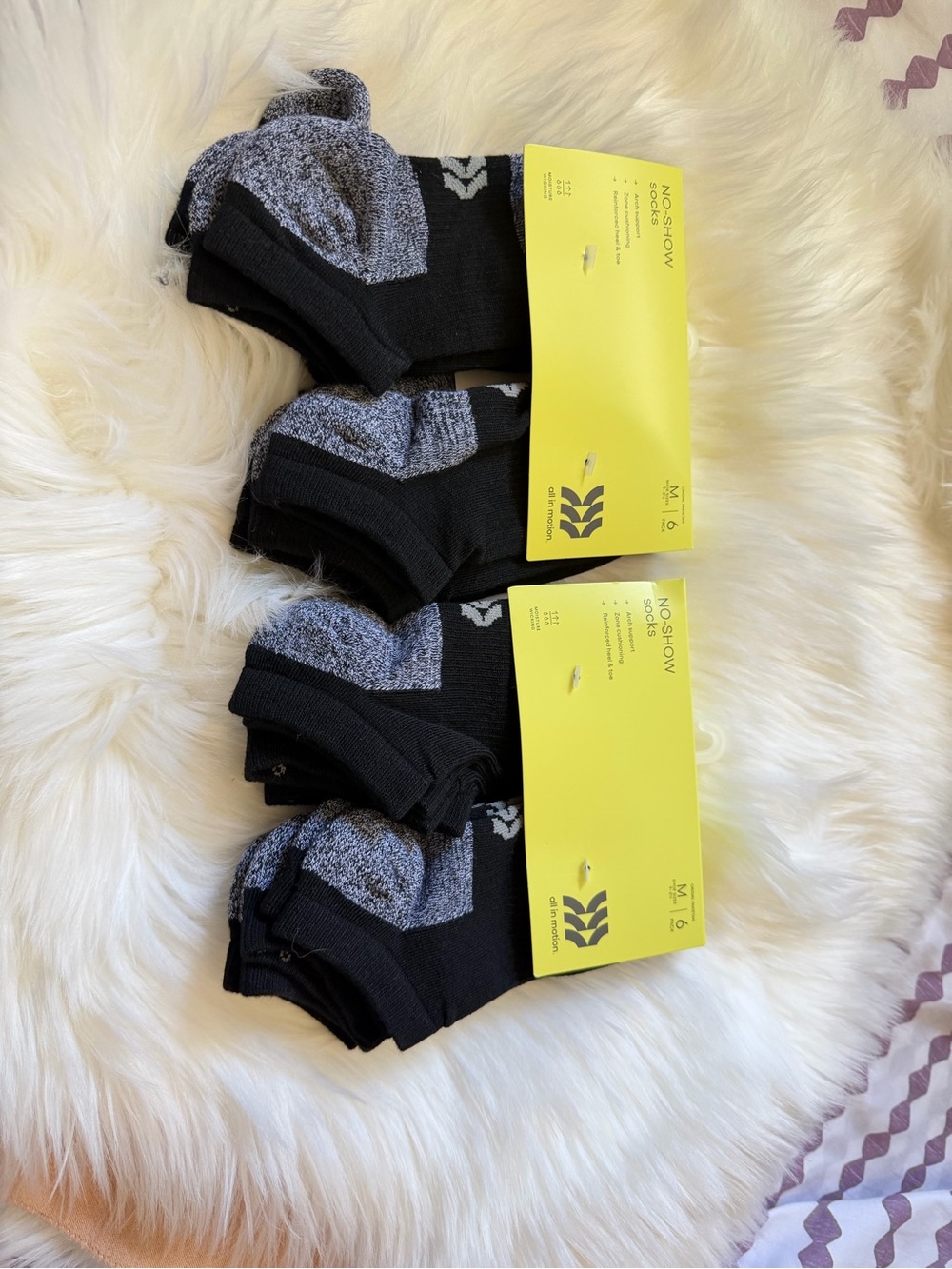 All in motion No-Show Athletic Socks  - Black & Gray -unisex shoe size 9-2.5